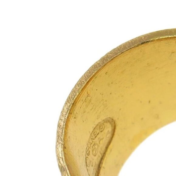 CHANEL CC Logo Rhinestone Band Ring size US6.25 Gold Tone 01A Auth - Picture 7 of 10